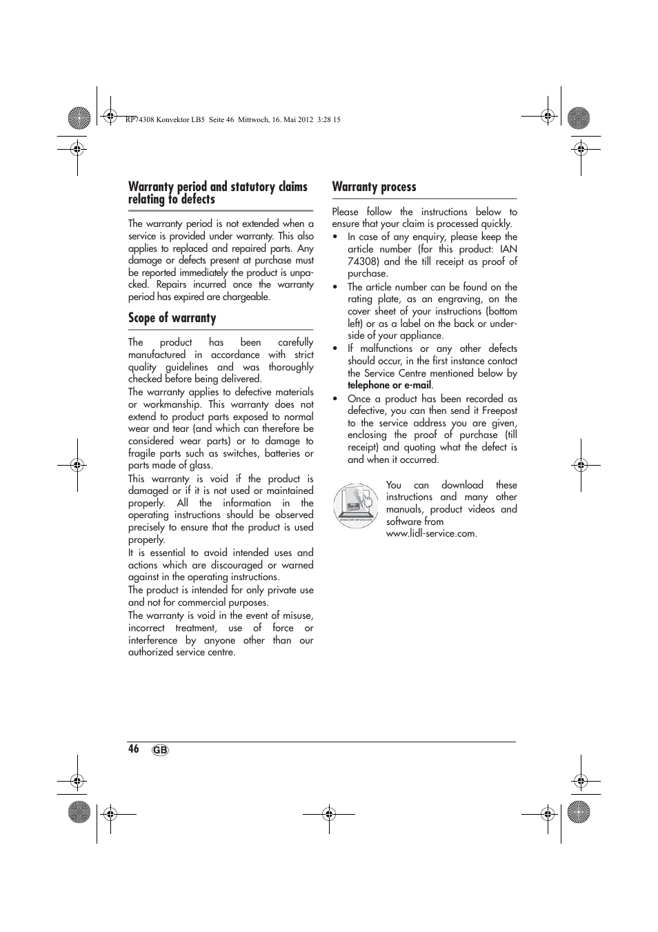 Scope of warranty, Warranty process | Silvercrest SKD 2300 A1 User Manual | Page 48 / 62