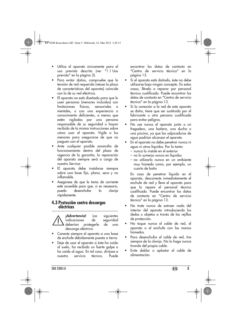 3 protección contra descargas eléctricas | Silvercrest SKD 2300 A1 User Manual | Page 7 / 62