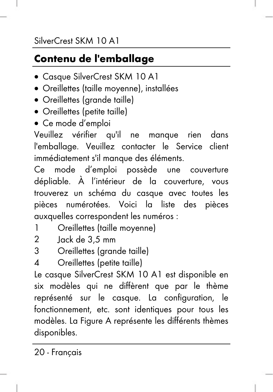 Contenu de l'emballage | Silvercrest SKM 10 A1 User Manual | Page 22 / 66