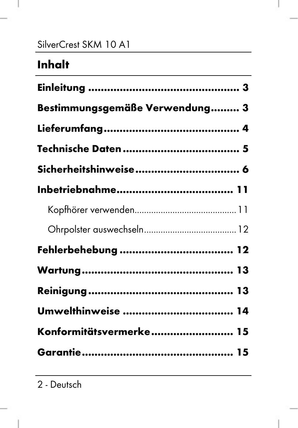 Silvercrest SKM 10 A1 User Manual | Page 4 / 66