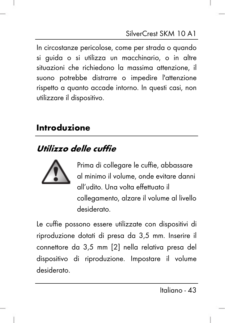 Utilizzo delle cuffie | Silvercrest SKM 10 A1 User Manual | Page 45 / 66