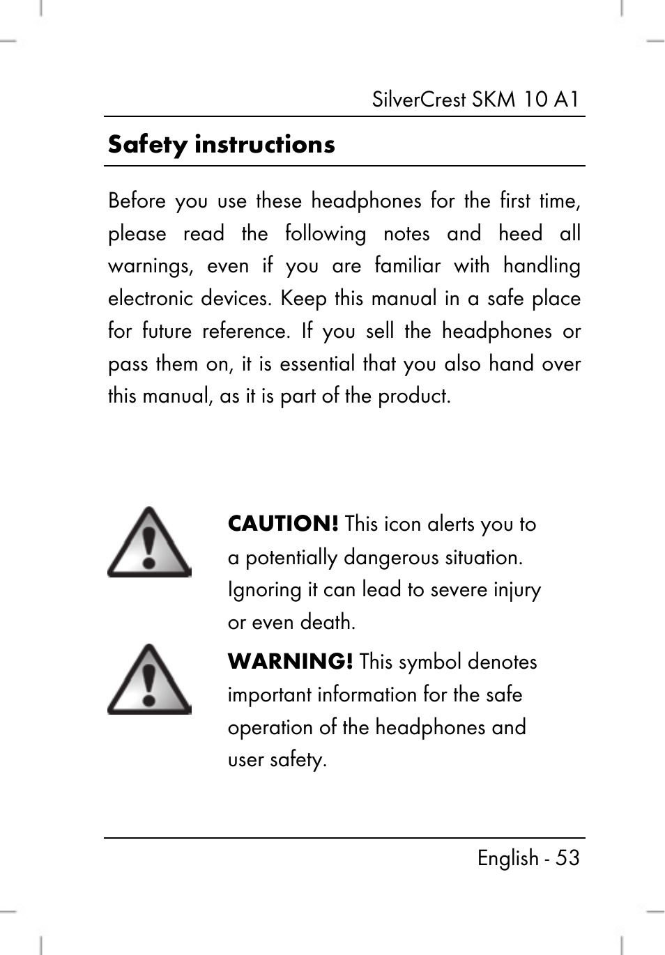 Safety instructions | Silvercrest SKM 10 A1 User Manual | Page 55 / 66
