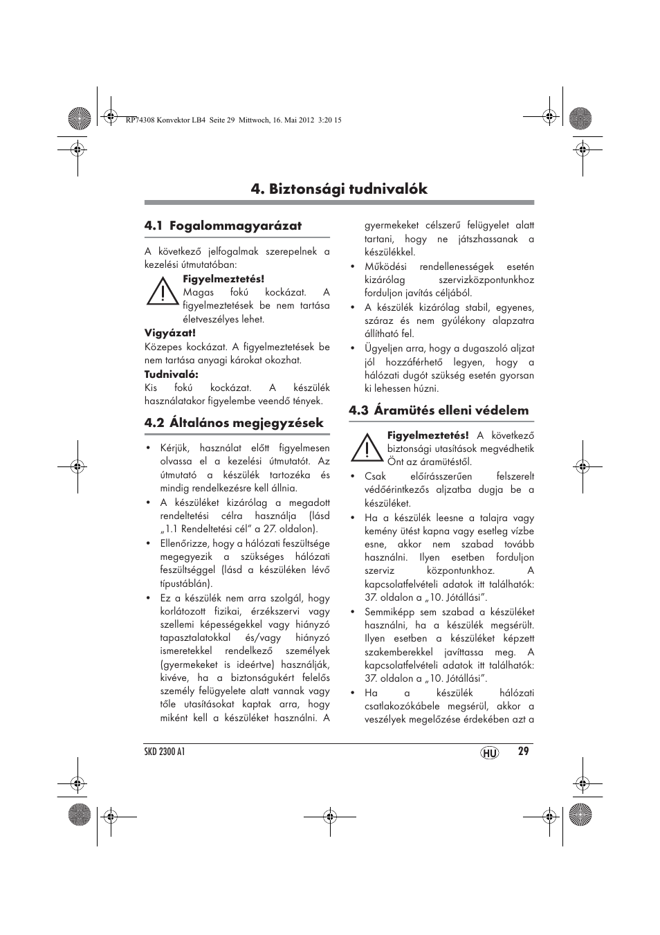 Biztonsági tudnivalók | Silvercrest SKD 2300 A1 User Manual | Page 31 / 90