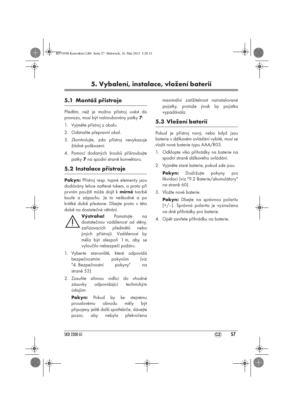 Vybalení, instalace, vložení baterií | Silvercrest SKD 2300 A1 User Manual | Page 59 / 90