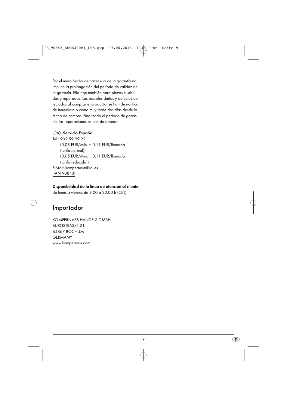 Importador | Silvercrest SHMS 300 B1 User Manual | Page 12 / 53