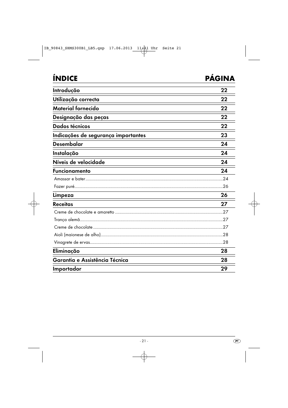 Índice página | Silvercrest SHMS 300 B1 User Manual | Page 24 / 53