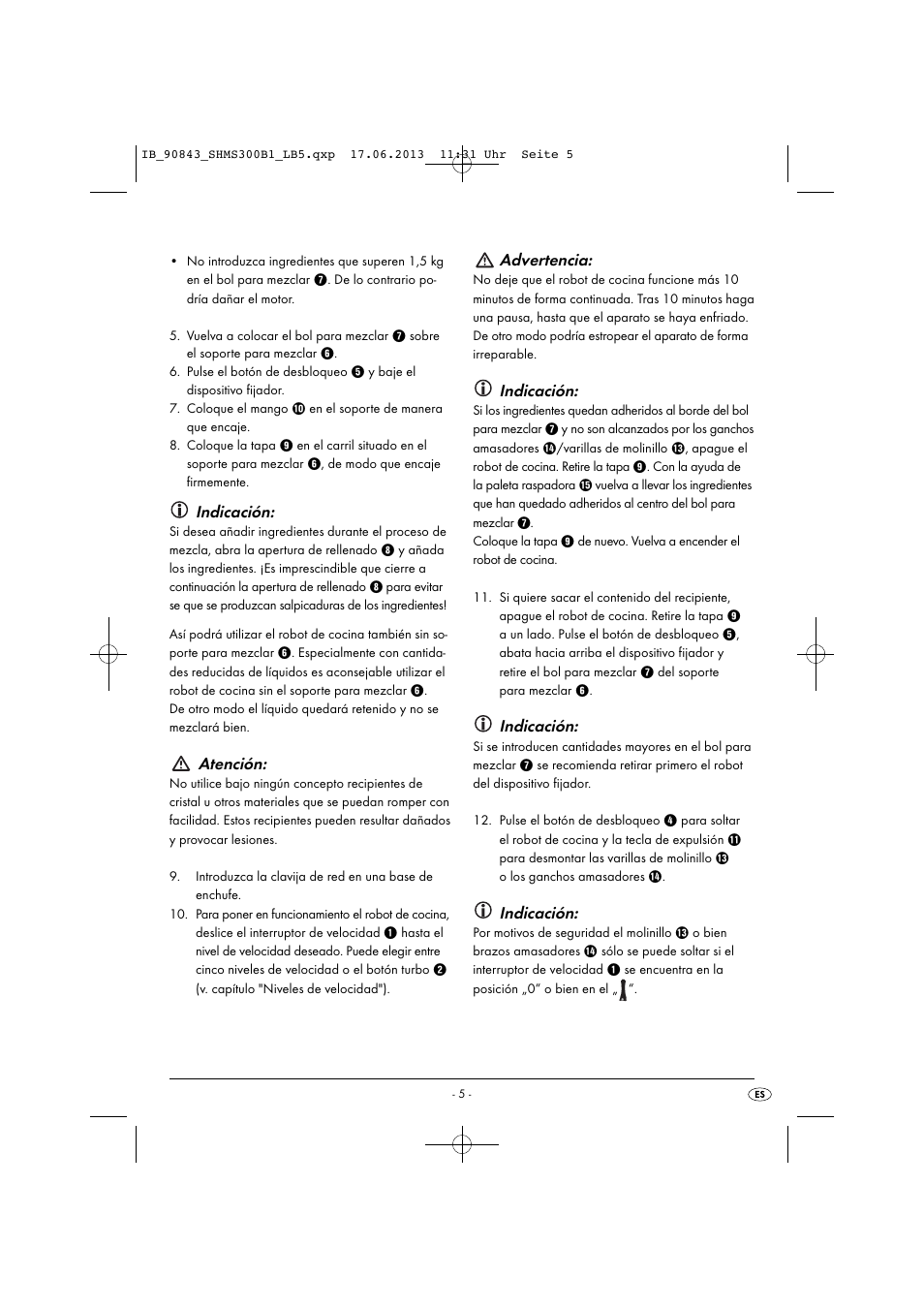 Indicación, Atención, Advertencia | Silvercrest SHMS 300 B1 User Manual | Page 8 / 53