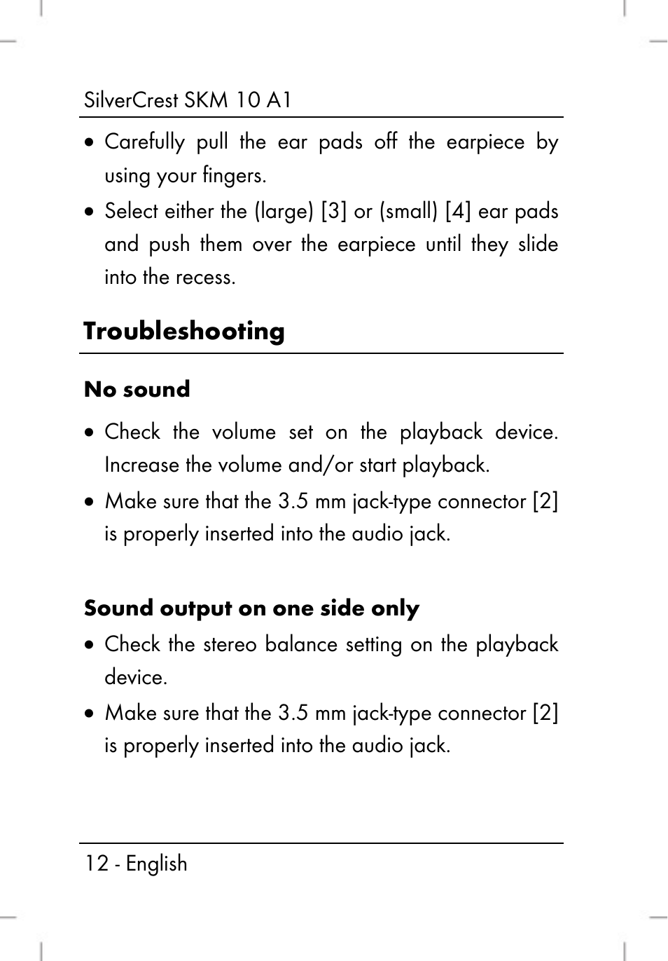 Troubleshooting | Silvercrest SKM 10 A1 User Manual | Page 14 / 110