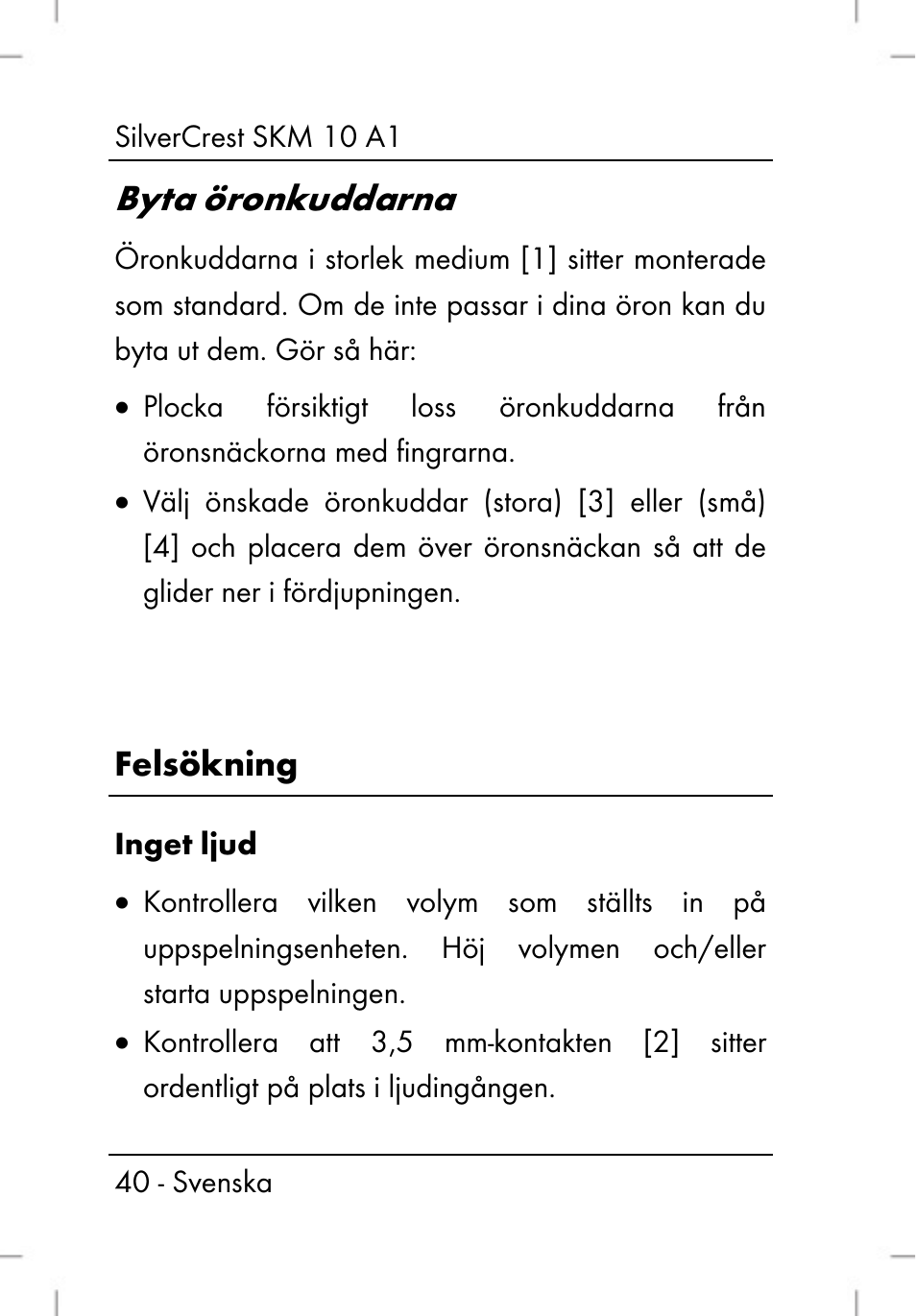 Byta öronkuddarna | Silvercrest SKM 10 A1 User Manual | Page 42 / 110