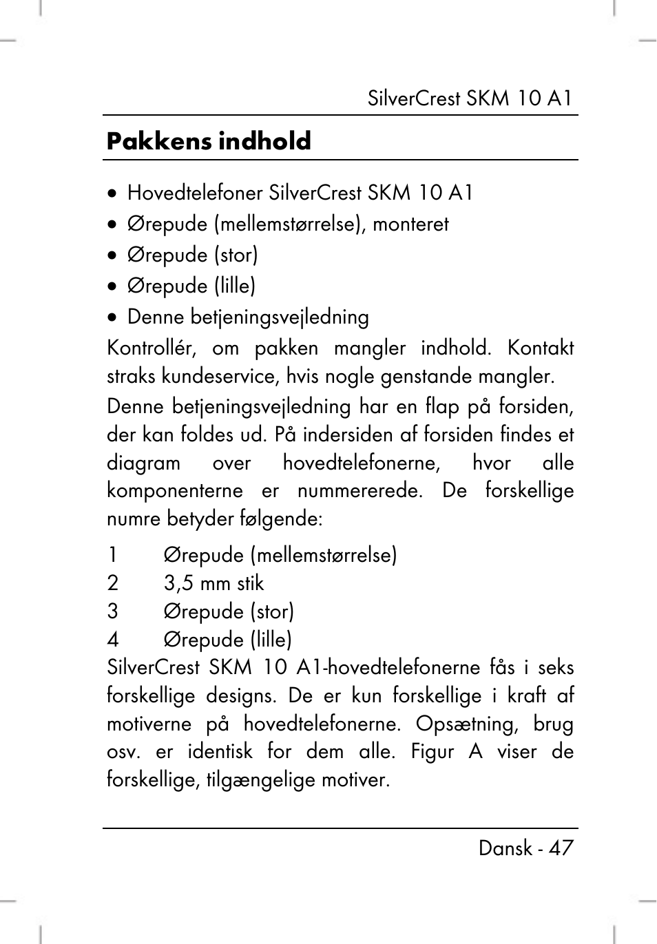 Pakkens indhold | Silvercrest SKM 10 A1 User Manual | Page 49 / 110