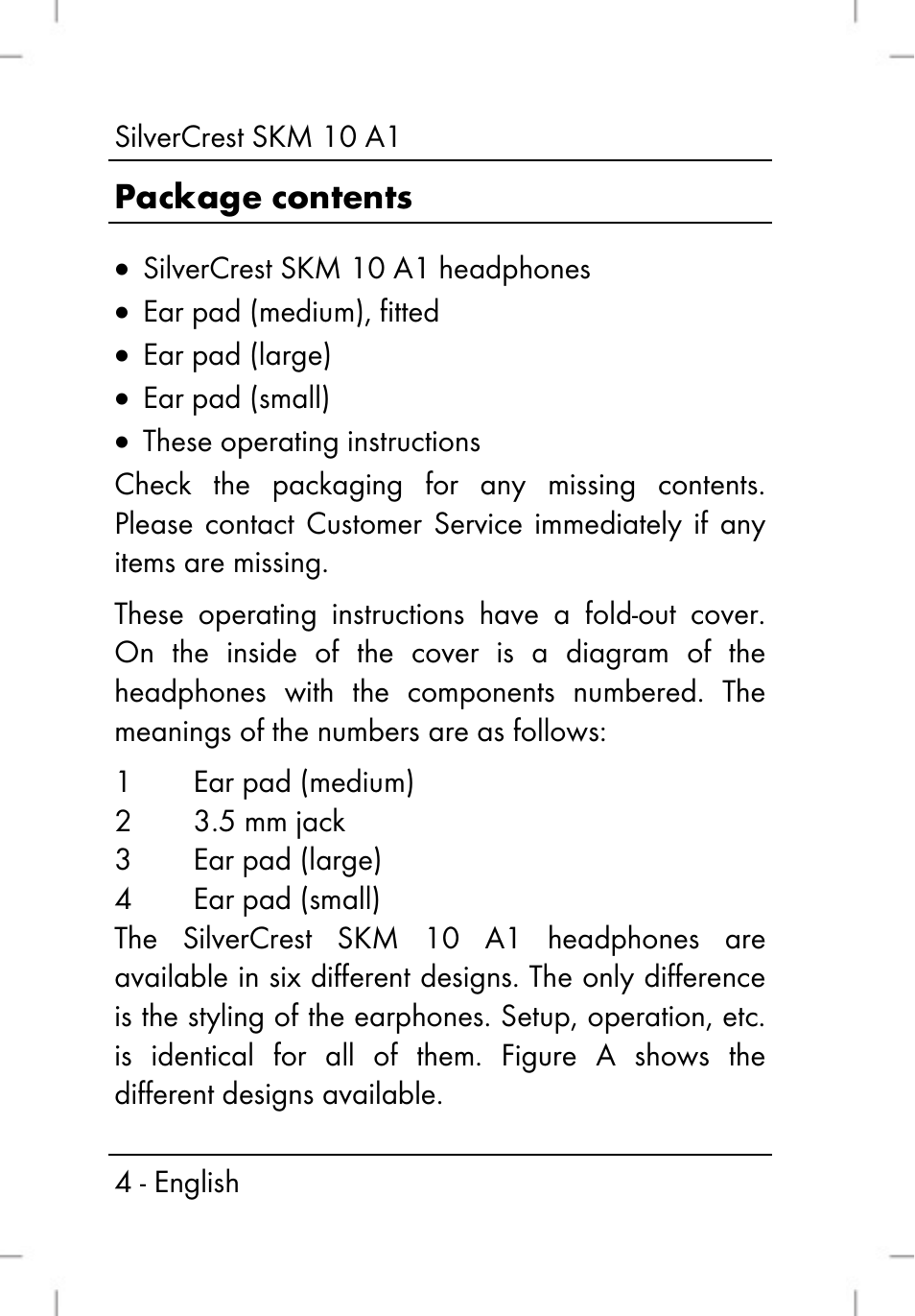 Package contents | Silvercrest SKM 10 A1 User Manual | Page 6 / 110