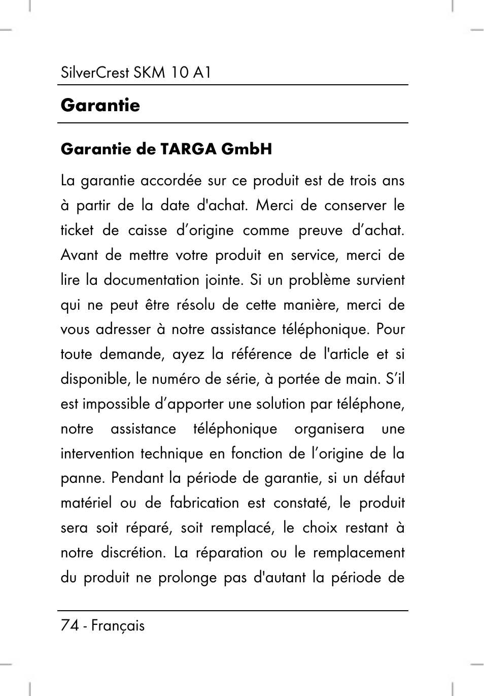 Garantie | Silvercrest SKM 10 A1 User Manual | Page 76 / 110