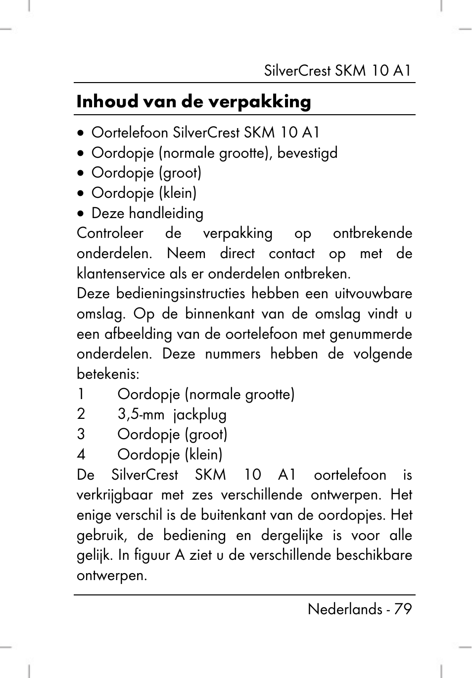 Inhoud van de verpakking | Silvercrest SKM 10 A1 User Manual | Page 81 / 110