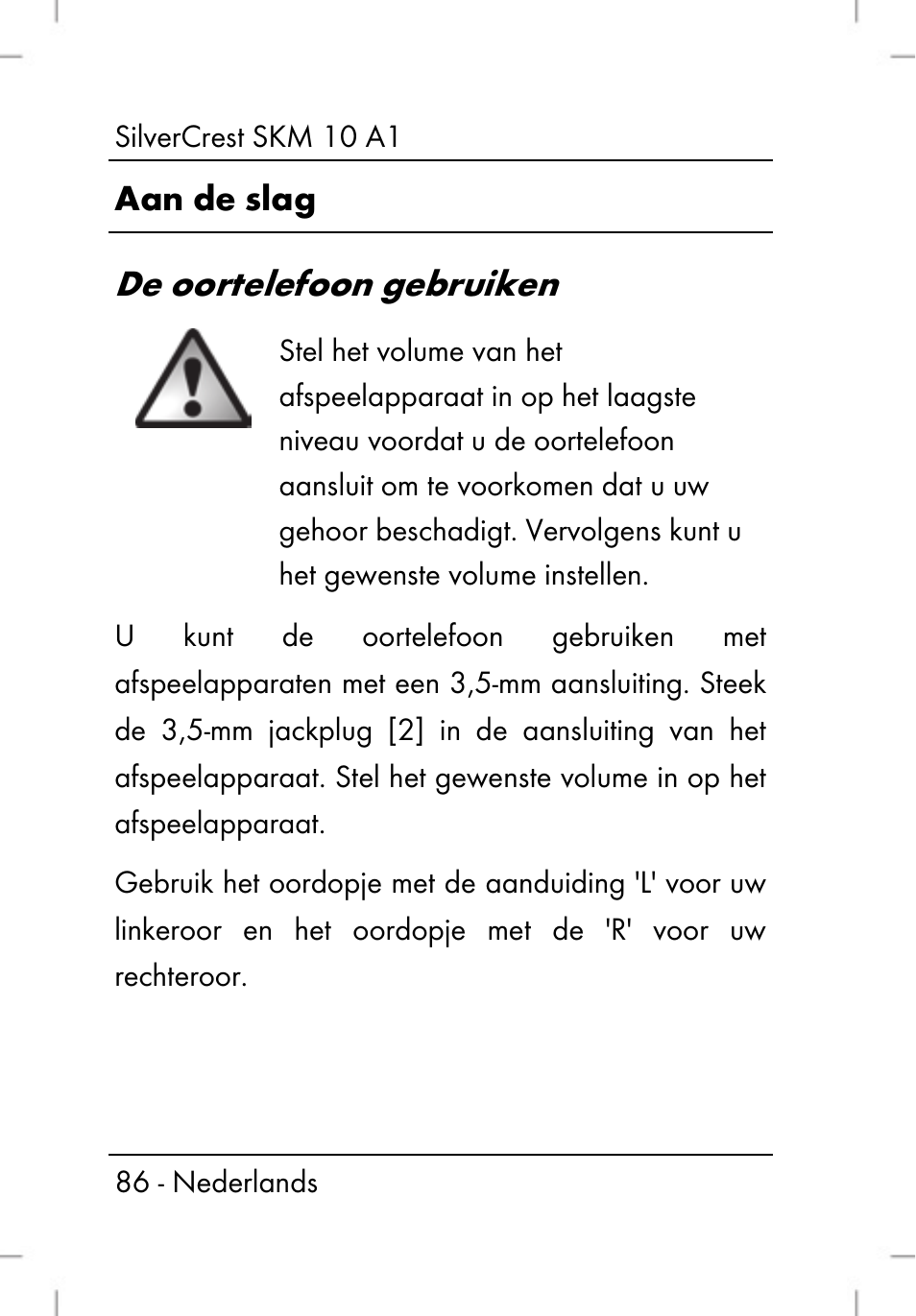 De oortelefoon gebruiken | Silvercrest SKM 10 A1 User Manual | Page 88 / 110