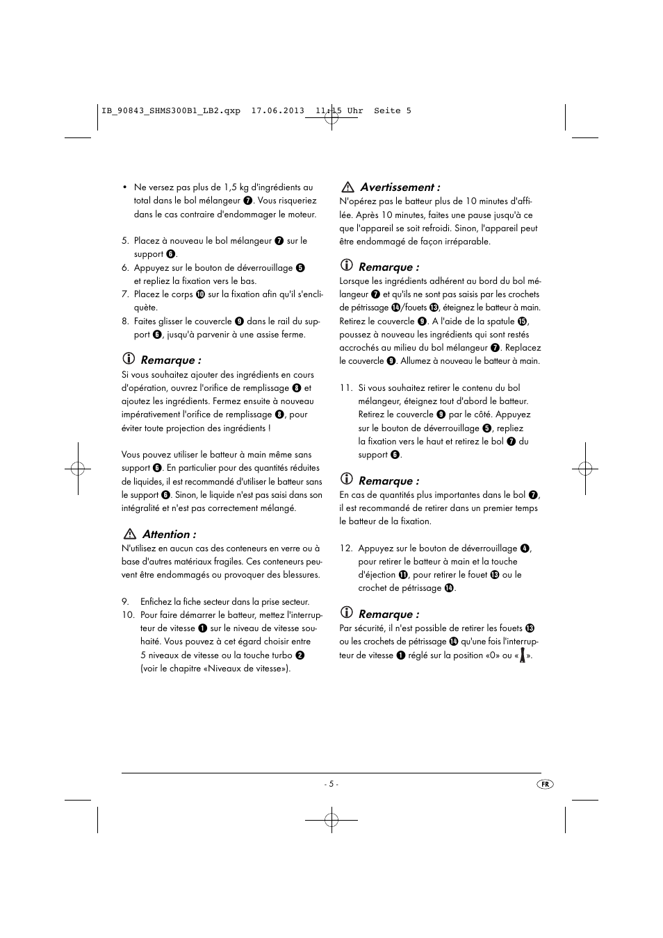 Remarque, Attention, Avertissement | Silvercrest SHMS 300 B1 User Manual | Page 8 / 33