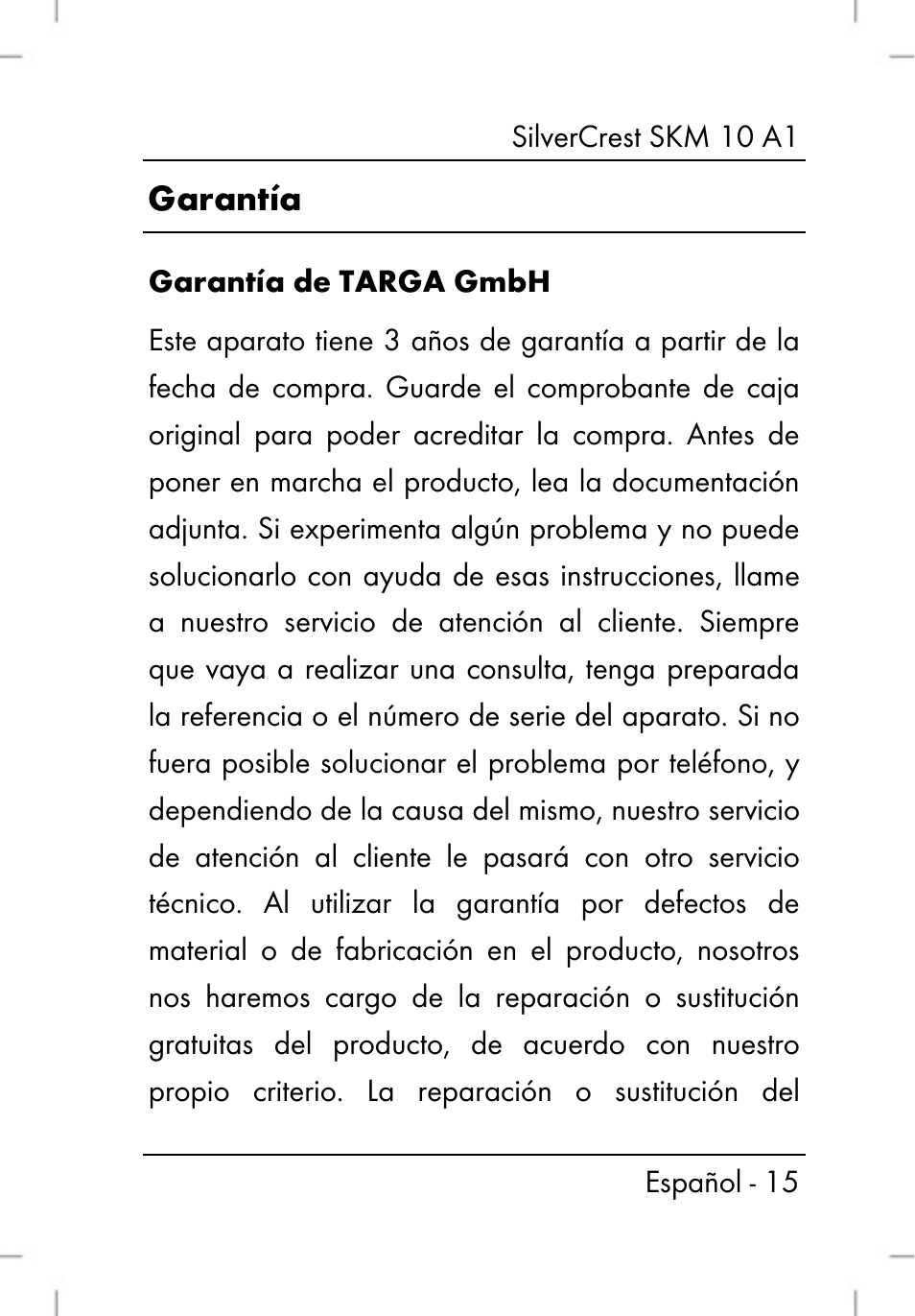 Garantía | Silvercrest SKM 10 A1 User Manual | Page 17 / 80