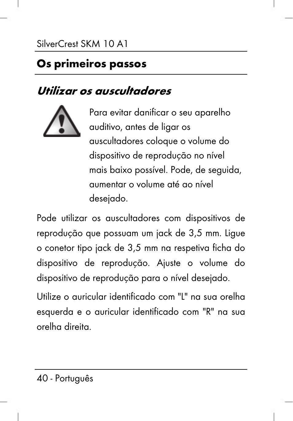 Utilizar os auscultadores | Silvercrest SKM 10 A1 User Manual | Page 42 / 80