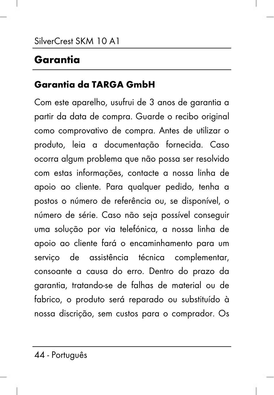 Garantia | Silvercrest SKM 10 A1 User Manual | Page 46 / 80