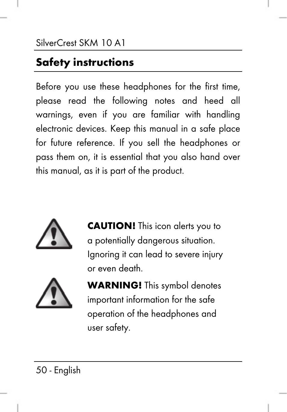 Safety instructions | Silvercrest SKM 10 A1 User Manual | Page 52 / 80