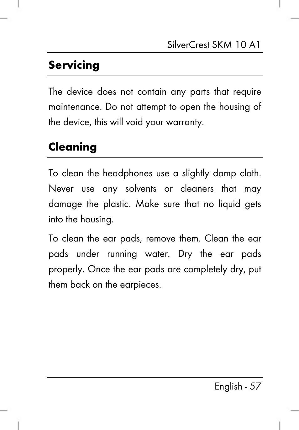 Servicing, Cleaning | Silvercrest SKM 10 A1 User Manual | Page 59 / 80