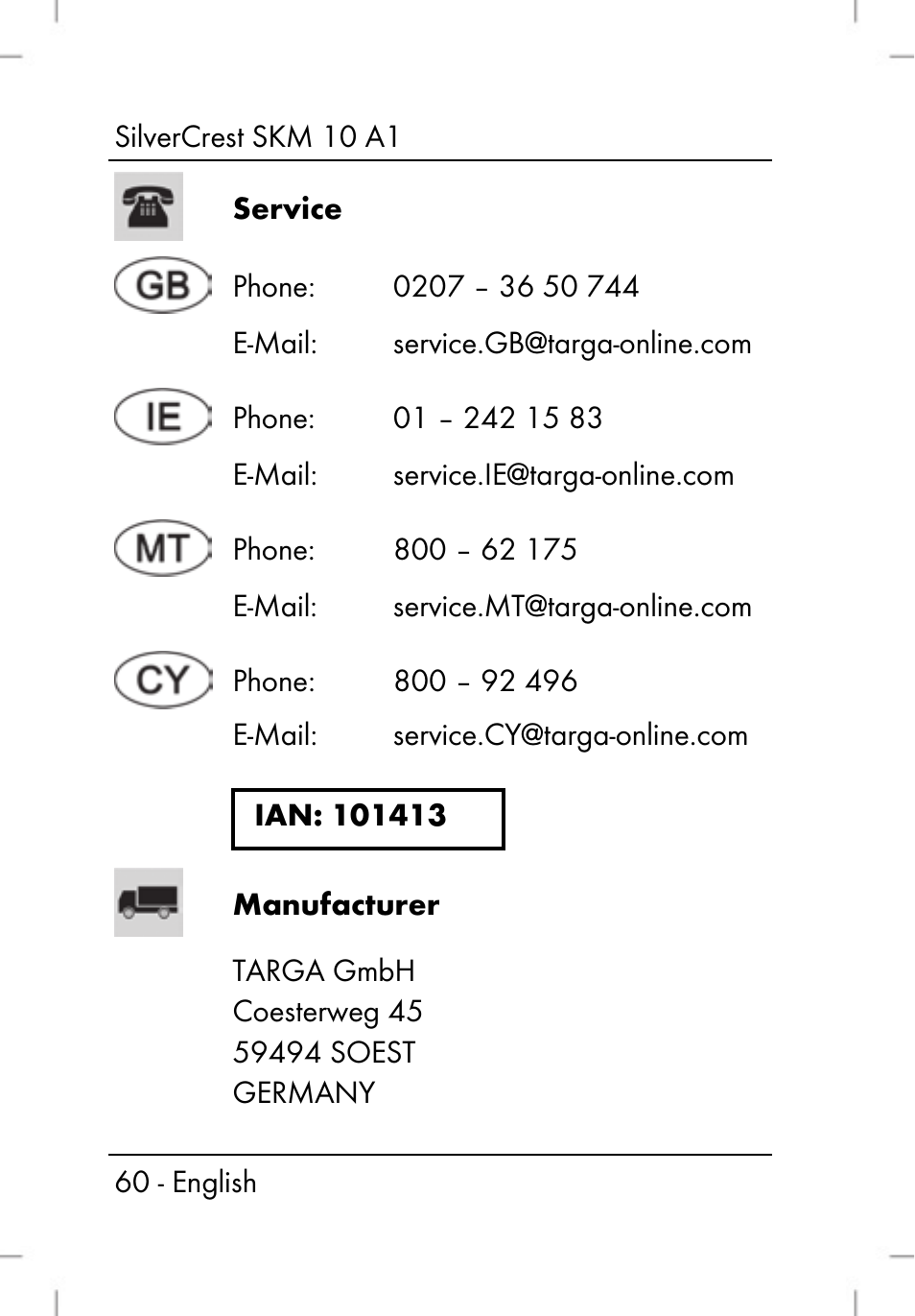 Silvercrest SKM 10 A1 User Manual | Page 62 / 80
