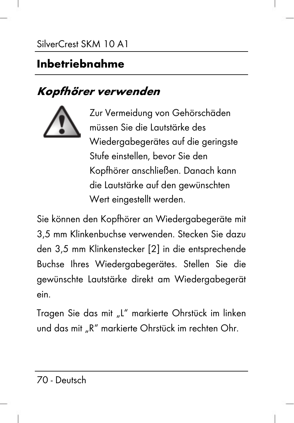 Kopfhörer verwenden | Silvercrest SKM 10 A1 User Manual | Page 72 / 80