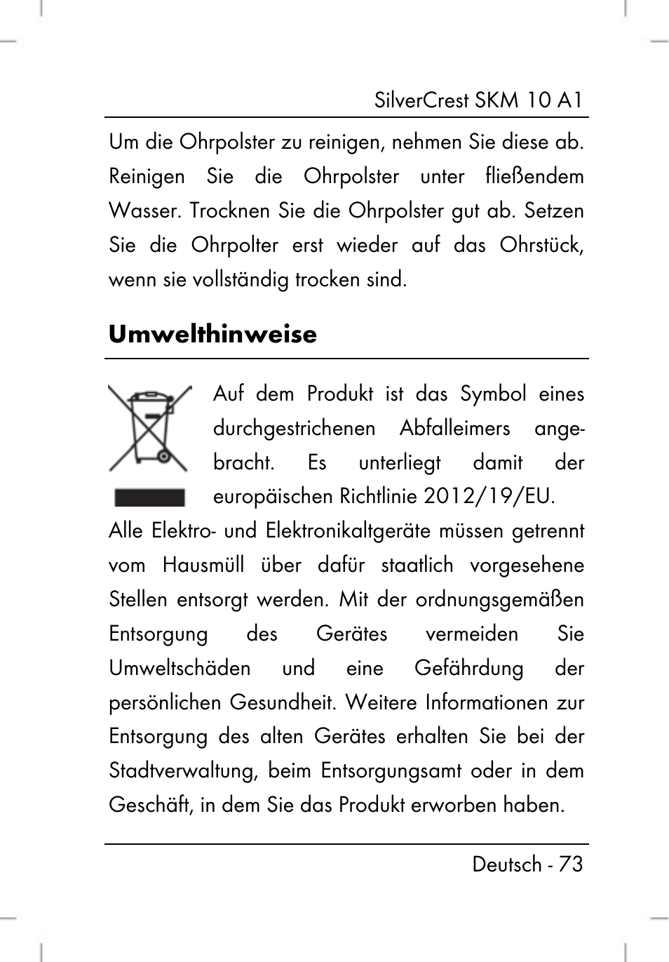Umwelthinweise | Silvercrest SKM 10 A1 User Manual | Page 75 / 80