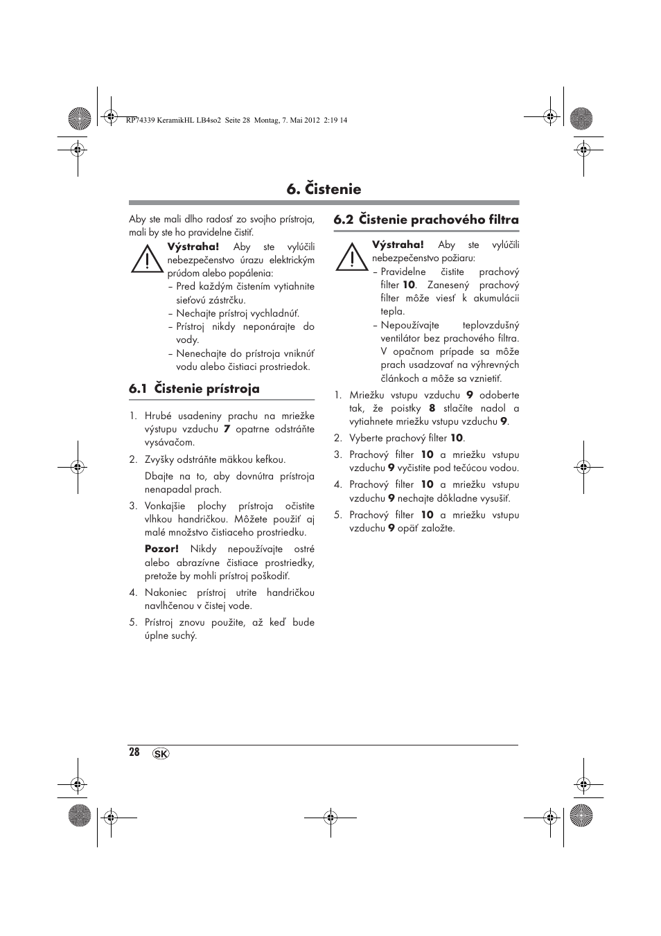 Čistenie | Silvercrest SKHD 1800 A1 User Manual | Page 30 / 46