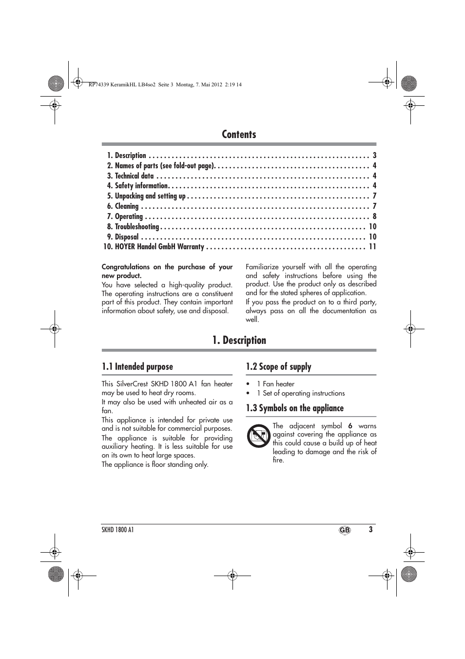 Silvercrest SKHD 1800 A1 User Manual | Page 5 / 46