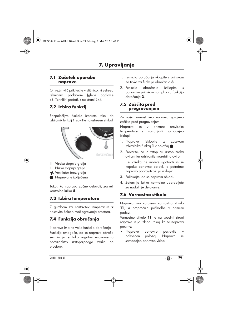 Upravljanje | Silvercrest SKHD 1800 A1 User Manual | Page 31 / 58