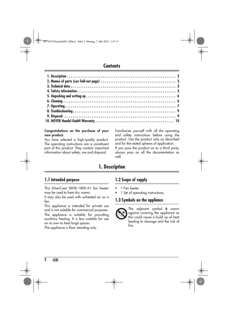 Silvercrest SKHD 1800 A1 User Manual | Page 4 / 58