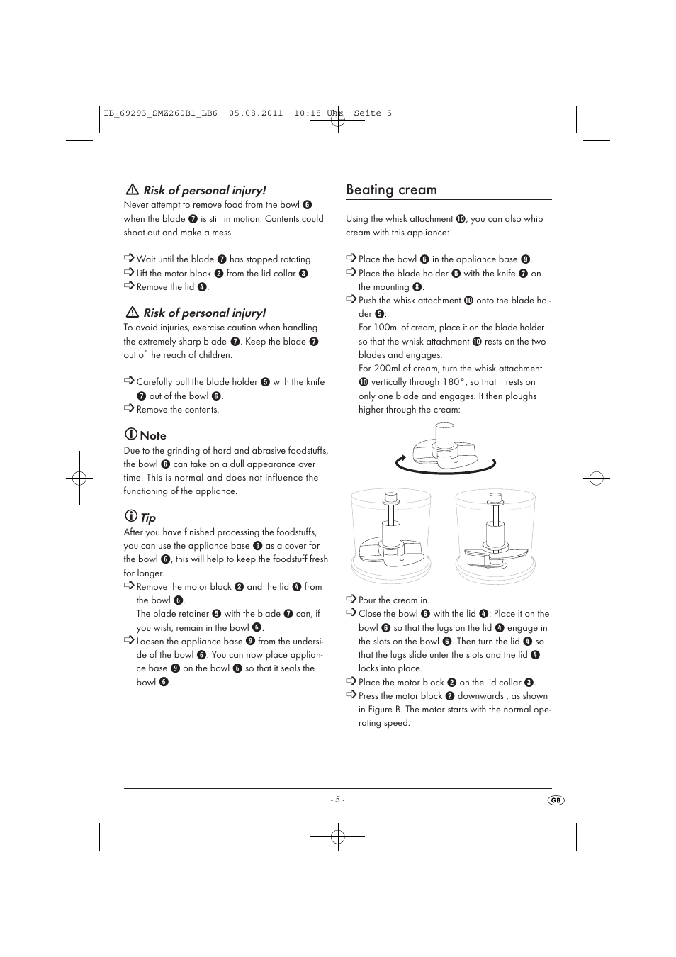 Beating cream | Silvercrest SMZ 260 B1 User Manual | Page 7 / 17