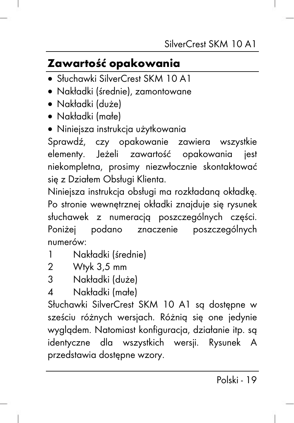 Zawartość opakowania | Silvercrest SKM 10 A1 User Manual | Page 21 / 64