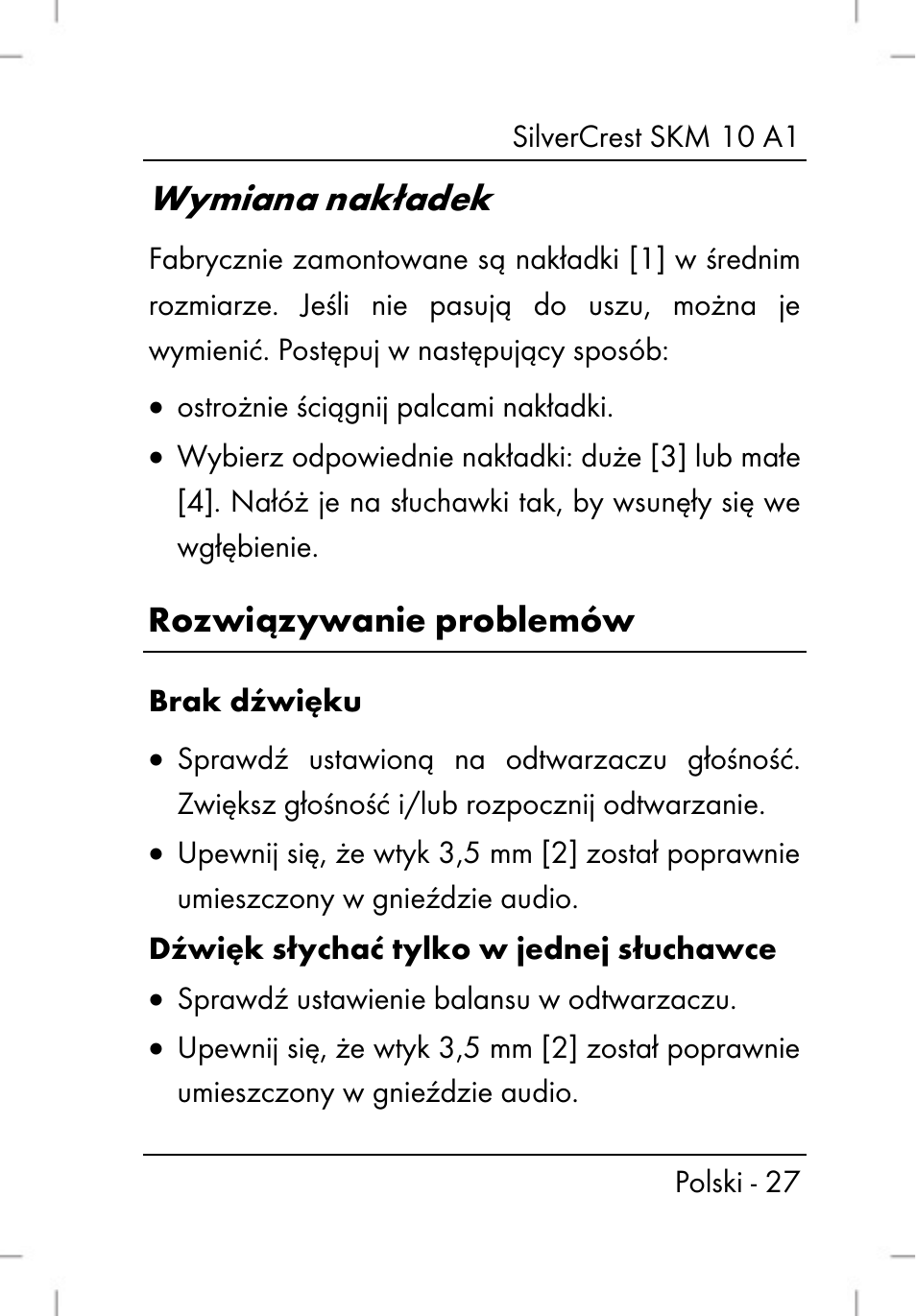 Wymiana nakładek | Silvercrest SKM 10 A1 User Manual | Page 29 / 64