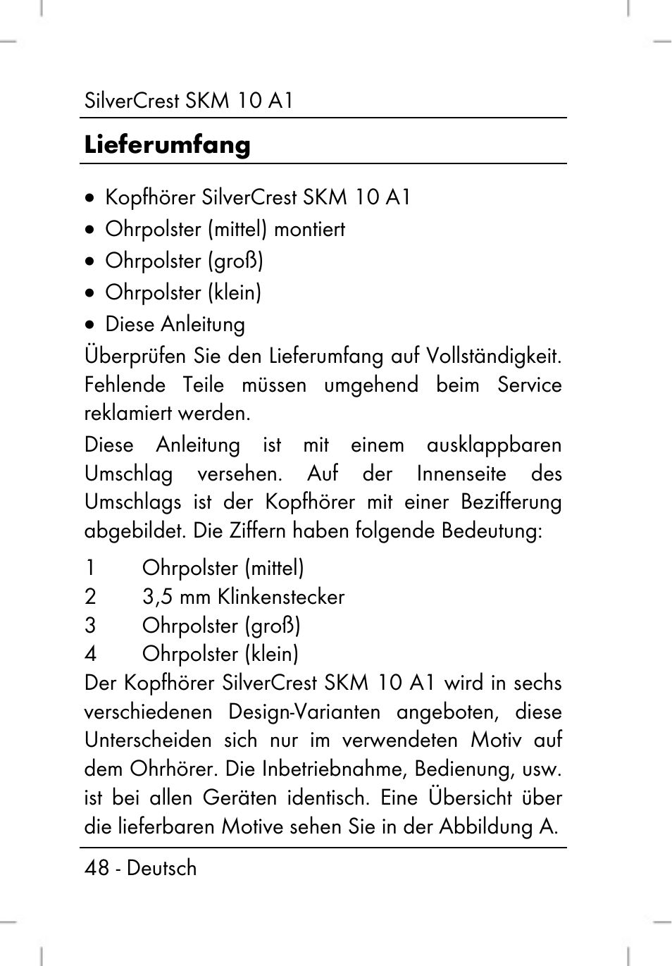 Lieferumfang | Silvercrest SKM 10 A1 User Manual | Page 50 / 64