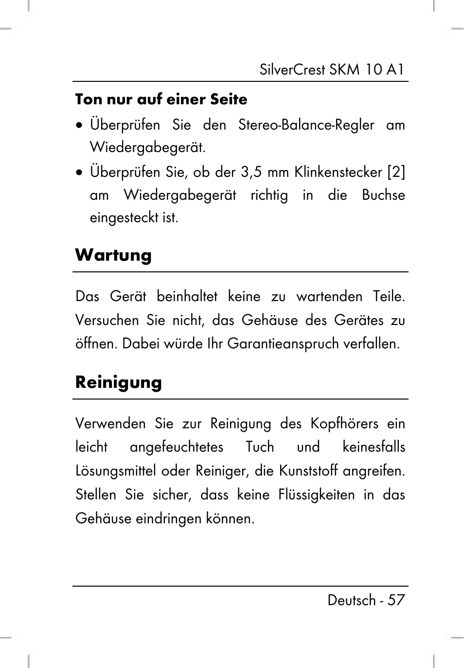 Wartung, Reinigung | Silvercrest SKM 10 A1 User Manual | Page 59 / 64