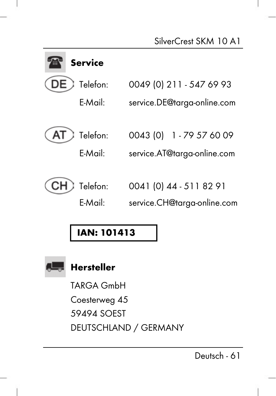 Silvercrest SKM 10 A1 User Manual | Page 63 / 64