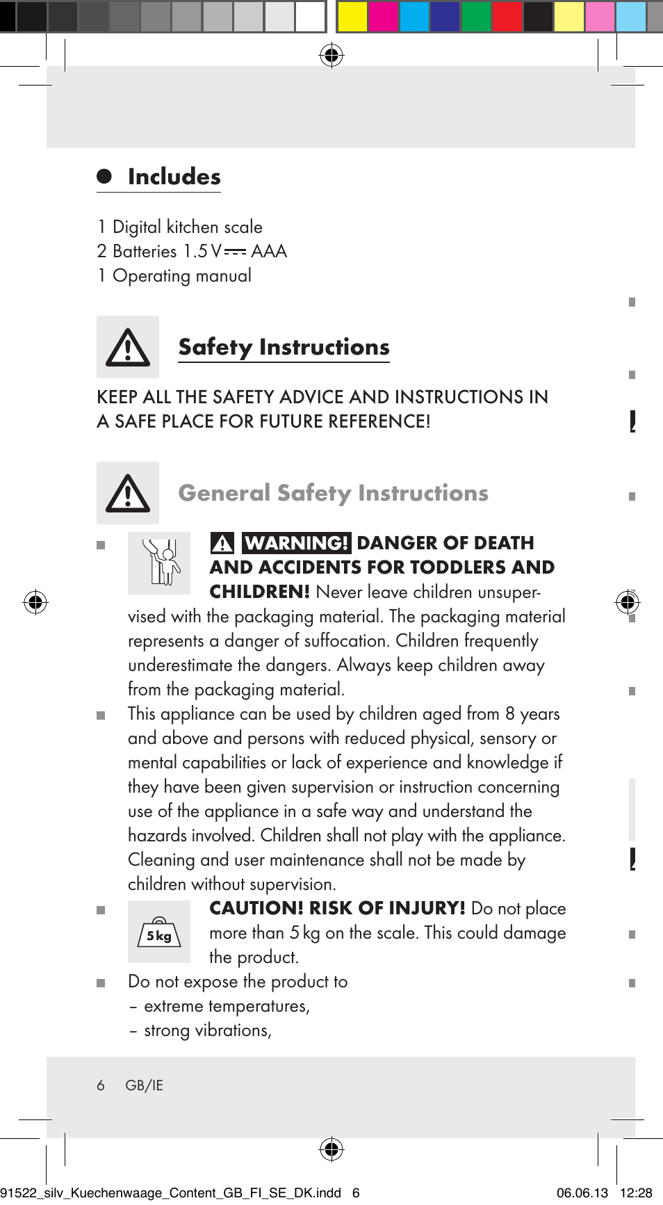 Includes, Safety instructions, General safety instructions | Safety instructions for batteries | Silvercrest Z31622A/ Z31622B/ Z31622C User Manual | Page 6 / 70