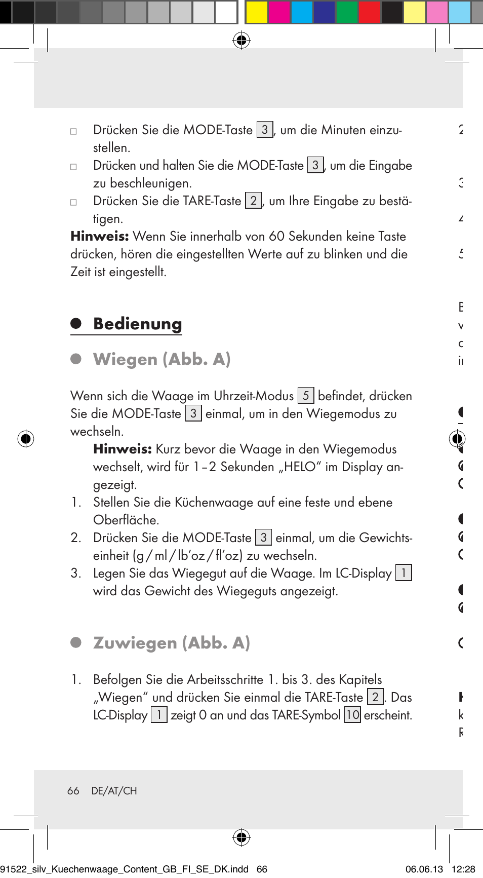 Bedienung wiegen (abb. a), Zuwiegen (abb. a), Fehler beheben | Silvercrest Z31622A/ Z31622B/ Z31622C User Manual | Page 66 / 70