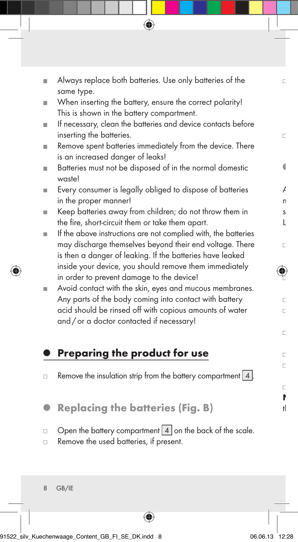 Preparing the product for use, Replacing the batteries (fig. b), Setting the time (fig. a) | Silvercrest Z31622A/ Z31622B/ Z31622C User Manual | Page 8 / 70