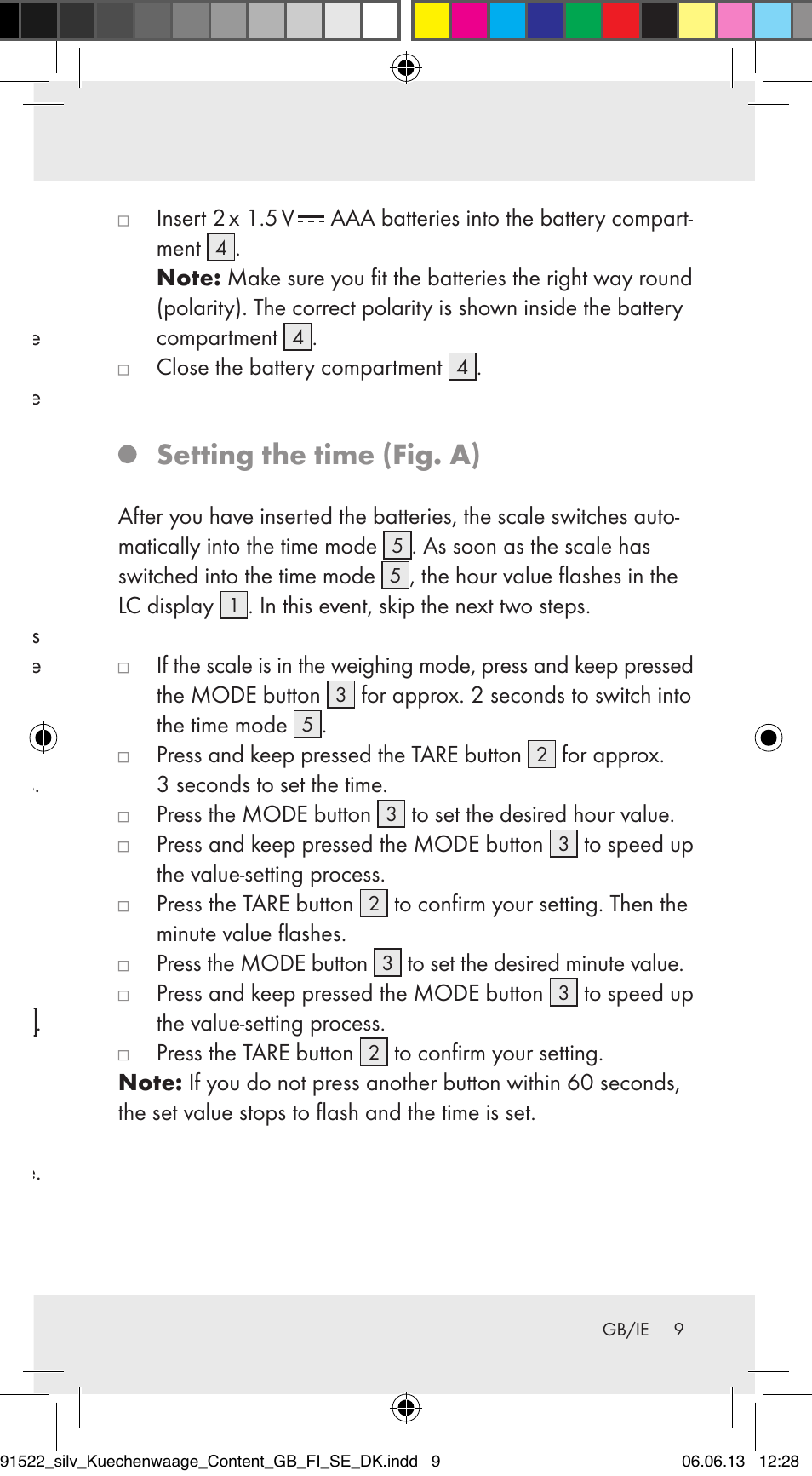 Preparing the product for use, Replacing the batteries (fig. b), Setting the time (fig. a) | Silvercrest Z31622A/ Z31622B/ Z31622C User Manual | Page 9 / 70