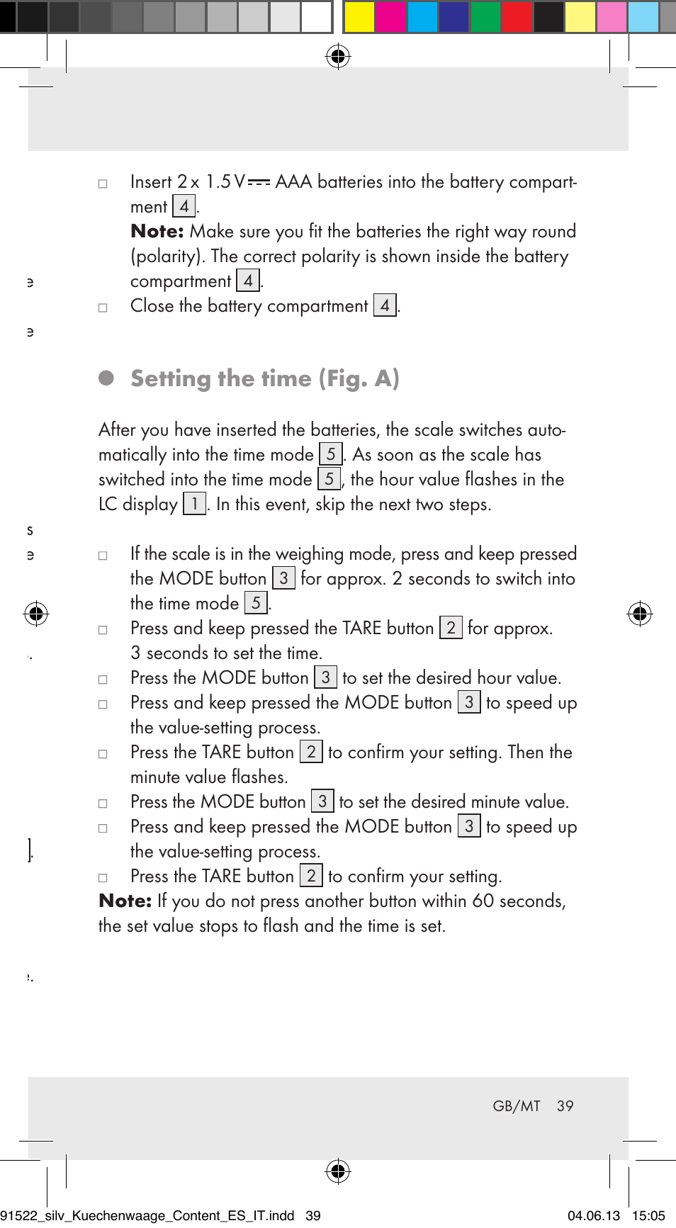 Preparing the product for use, Replacing the batteries (fig. b), Setting the time (fig. a) | Silvercrest Z31622A/ Z31622B/ Z31622C User Manual | Page 39 / 53