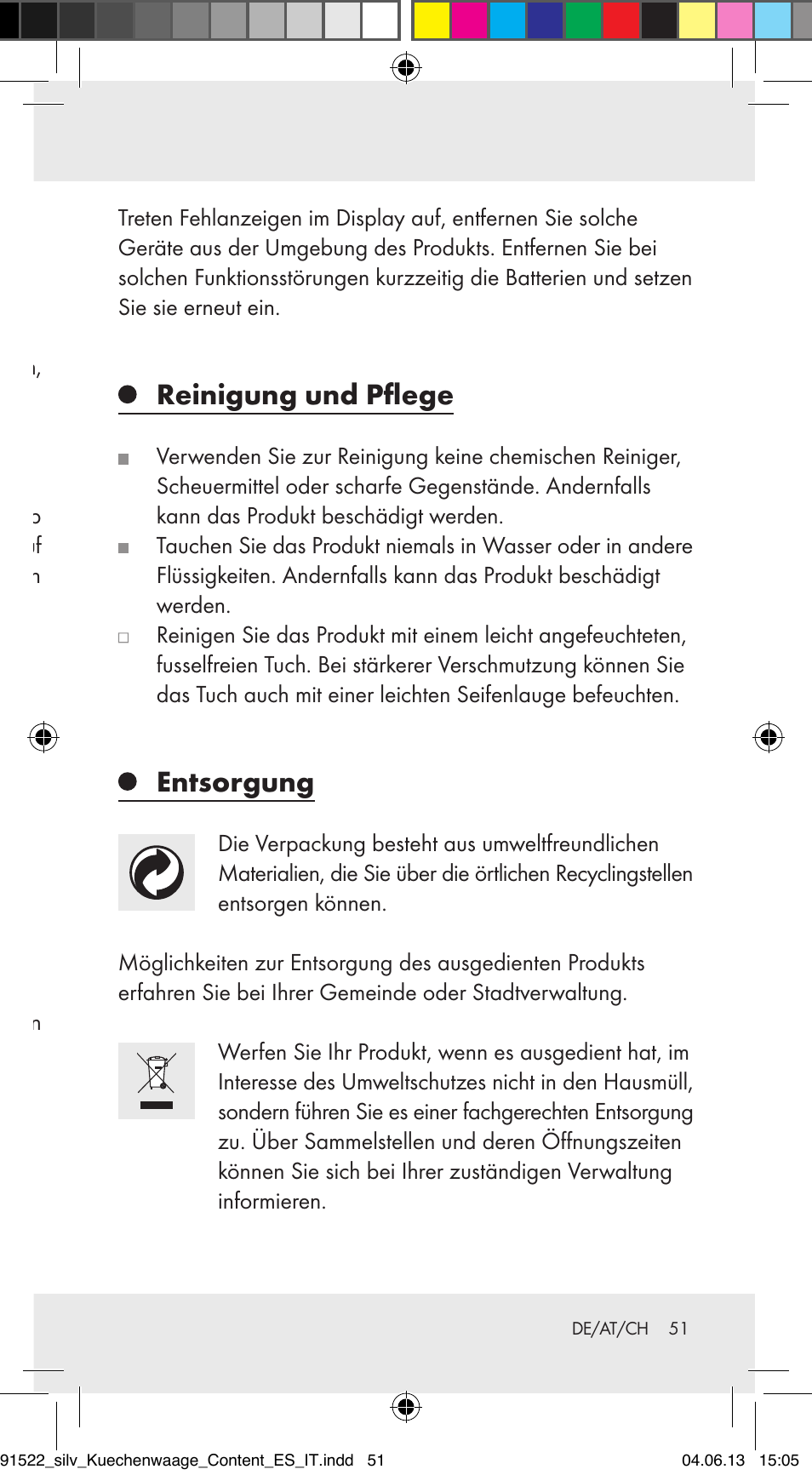 Fehler beheben, Reinigung und pflege, Entsorgung | Silvercrest Z31622A/ Z31622B/ Z31622C User Manual | Page 51 / 53