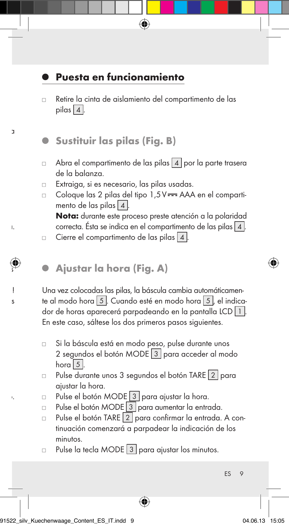 Puesta en funcionamiento, Sustituir las pilas (fig. b), Ajustar la hora (fig. a) | Silvercrest Z31622A/ Z31622B/ Z31622C User Manual | Page 9 / 53