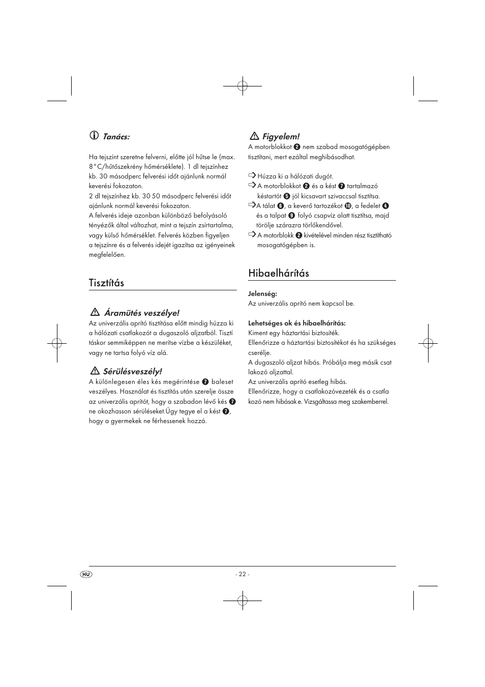 Tisztítás, Hibaelhárítás | Silvercrest SMZ 260 B1 User Manual | Page 24 / 57