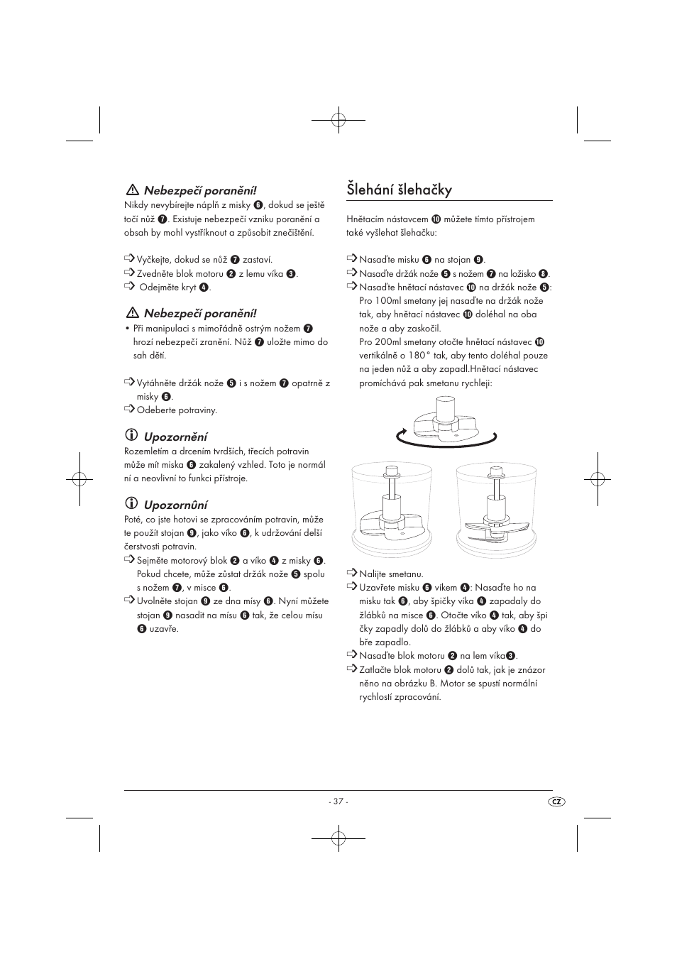 Šlehání šlehačky | Silvercrest SMZ 260 B1 User Manual | Page 39 / 57