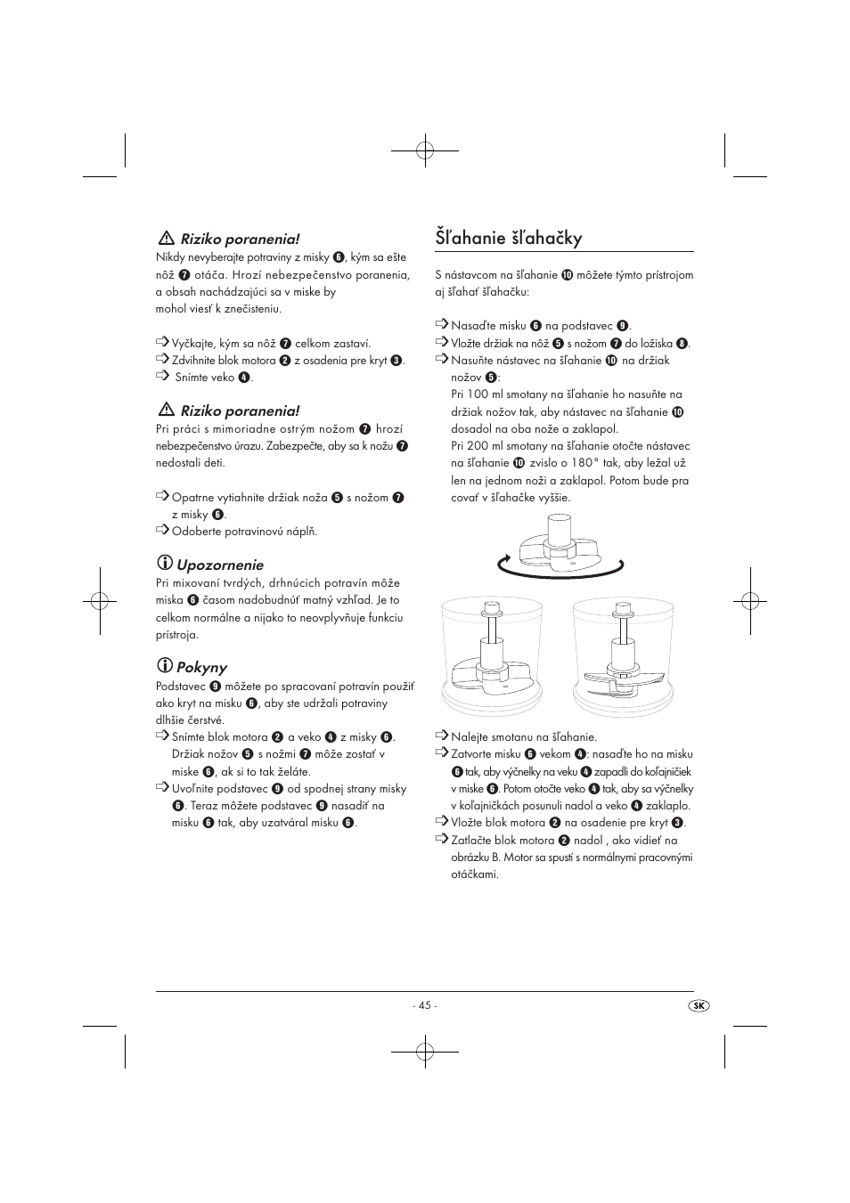 Šľahanie šľahačky | Silvercrest SMZ 260 B1 User Manual | Page 47 / 57