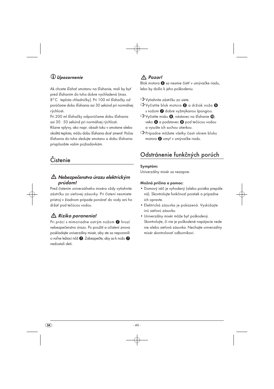 Čistenie, Odstránenie funkčných porúch | Silvercrest SMZ 260 B1 User Manual | Page 48 / 57