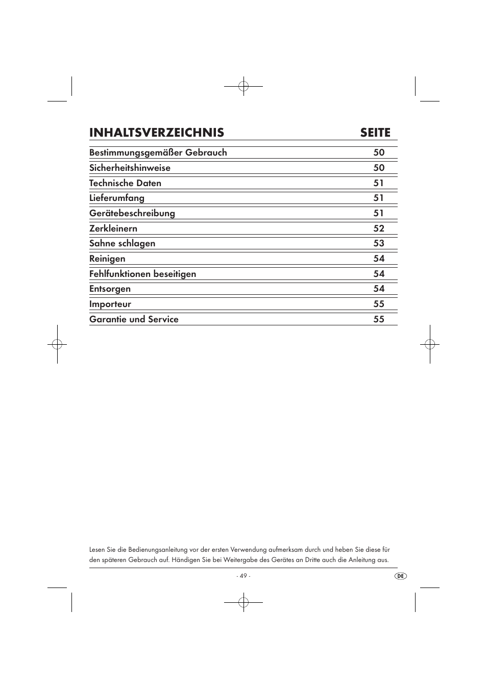 Inhaltsverzeichnis seite | Silvercrest SMZ 260 B1 User Manual | Page 51 / 57