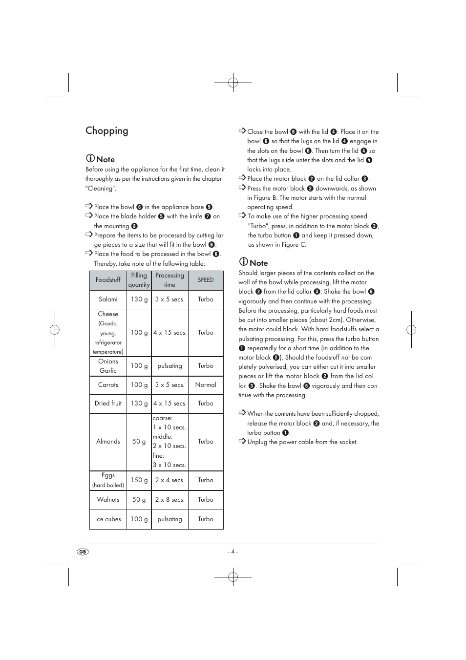 Chopping | Silvercrest SMZ 260 B1 User Manual | Page 6 / 57